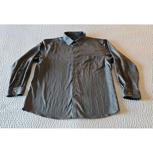 Murano Men's Button Up Shirt Size 18/35 Gray Fitted Linen Long Sleeve